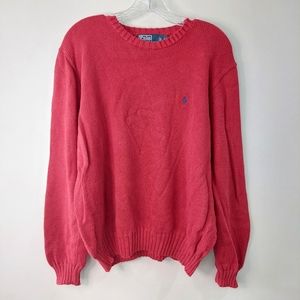 Polo Ralph Lauren sweater large crew neck red with blue pony knit long sleeve